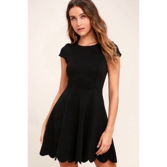 Lulus Proof Of Perfection Black Scalloped Bottom Fitted Dress - Picture 1 of 8